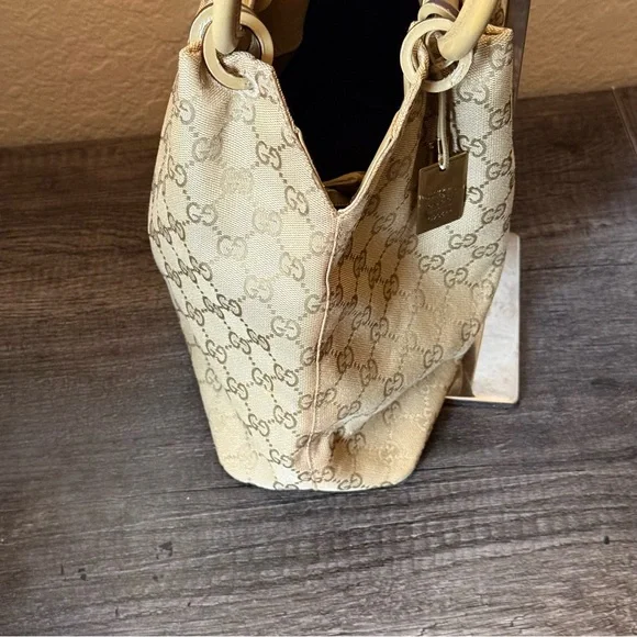💎GUCCI SUPER VINTAGE MONOGRAM CANVAS/LEATHER BUCKET BAG/AUTHENTIC💎
